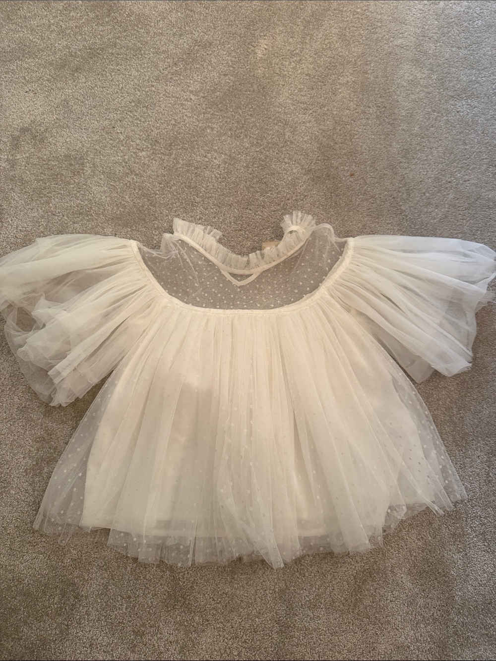 Girls Tulle Swiss Dot Top - Size 5/6